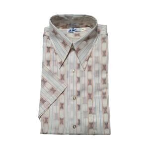 NOS Vintage Striped Pearl Button Shirt Size 15 Made in USA Embroidered